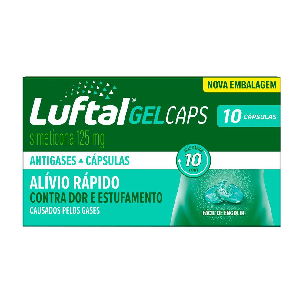 Antigases Luftal Gel Caps Simeticona 125mg - 10 Cápsulas Gelatinosas