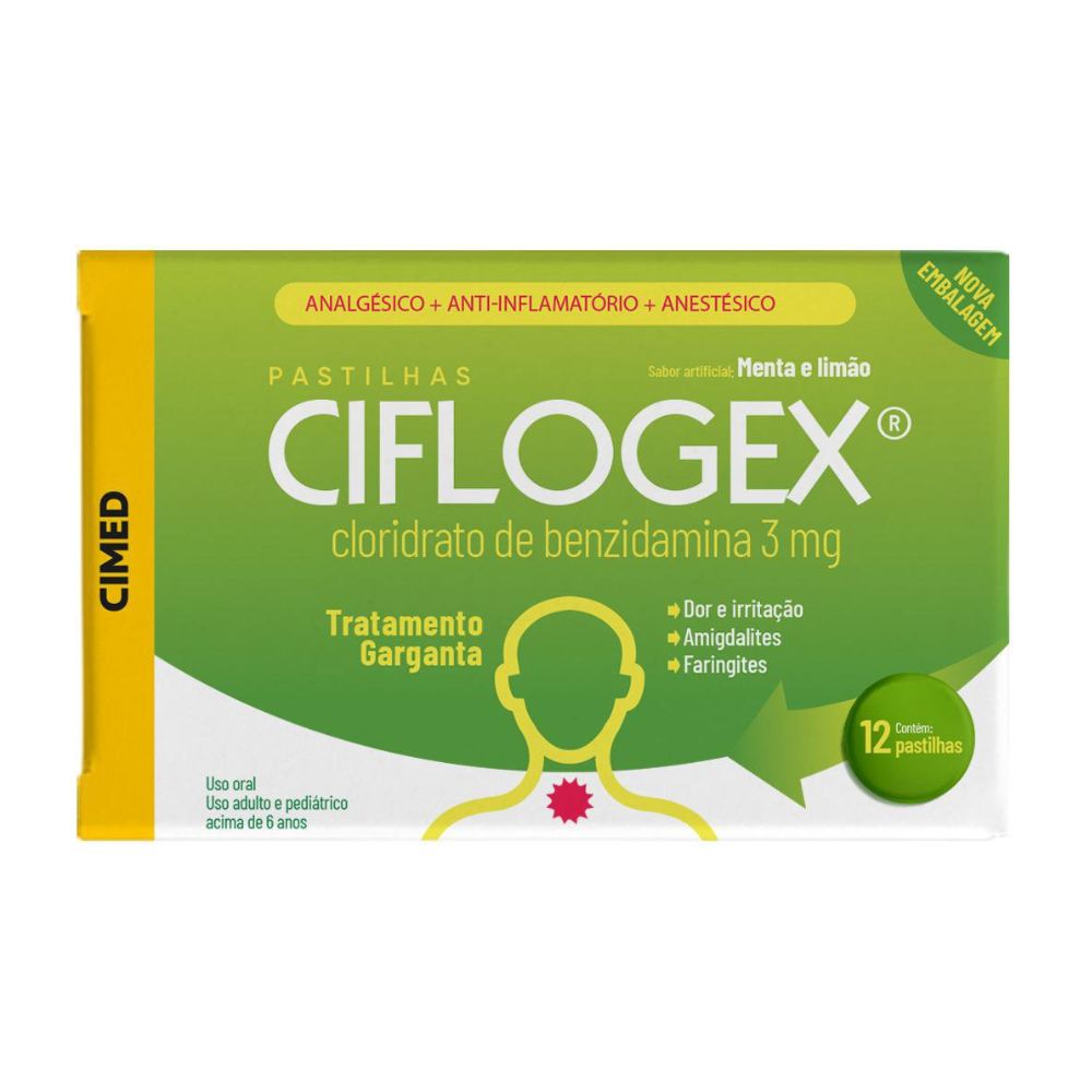 Ciflogex Com 12 Pastilhas Sabor Menta-limão