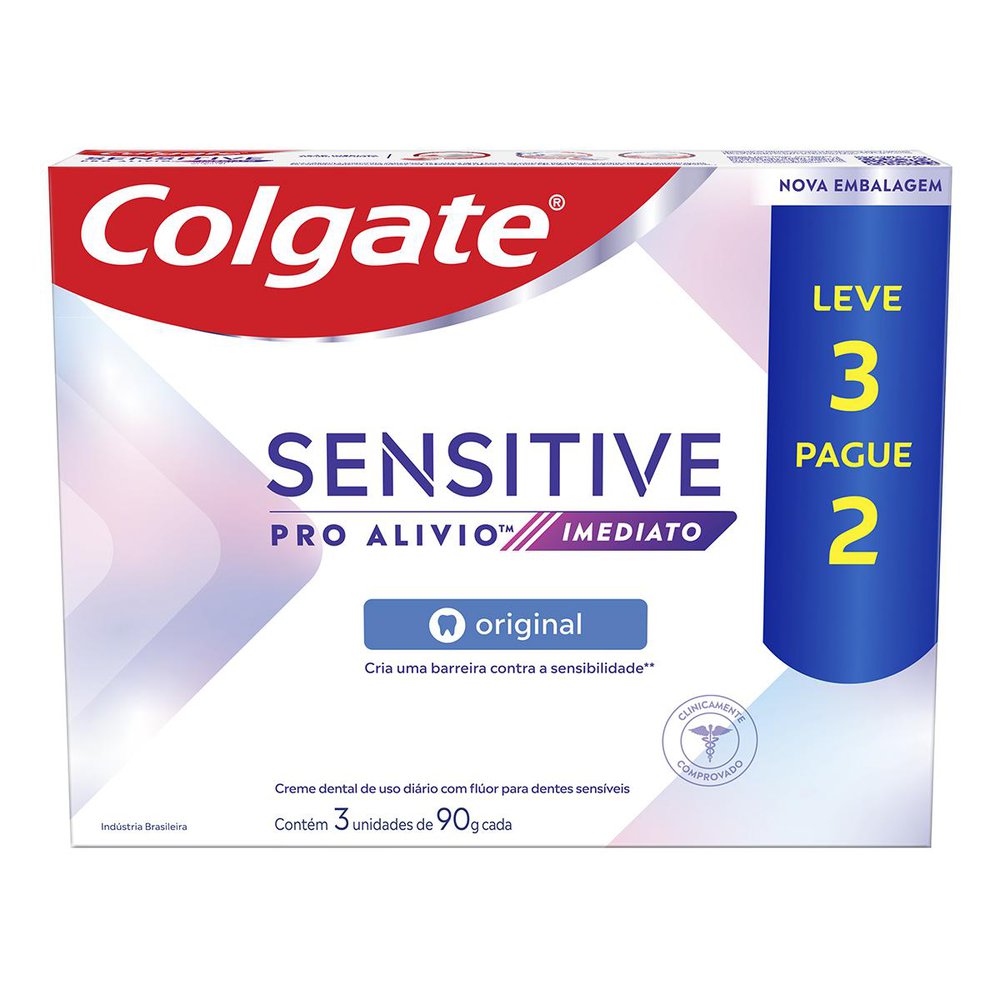Creme Dental Colgate Sensitive Pro Alivio Imediato Original 90g 3 Unidades