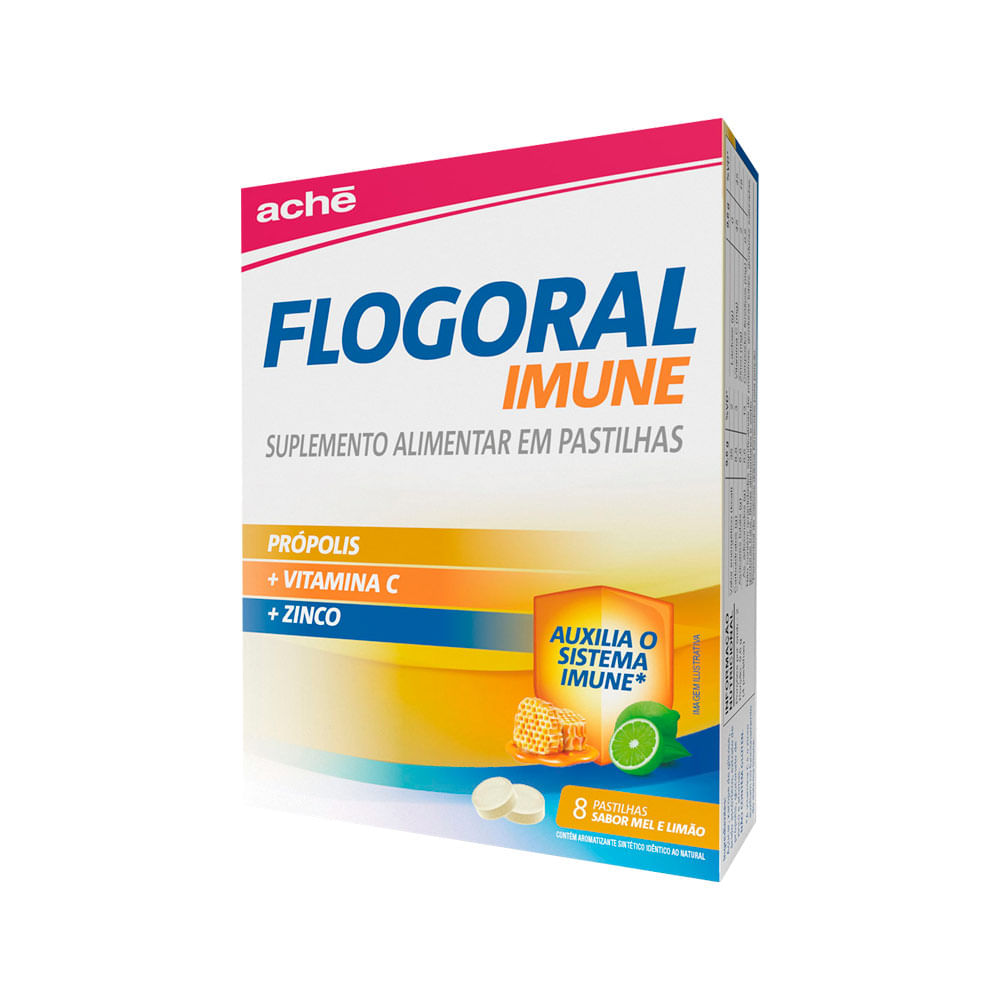 Pastilha Flogoral Imune Mel E Limão 8 Unidades