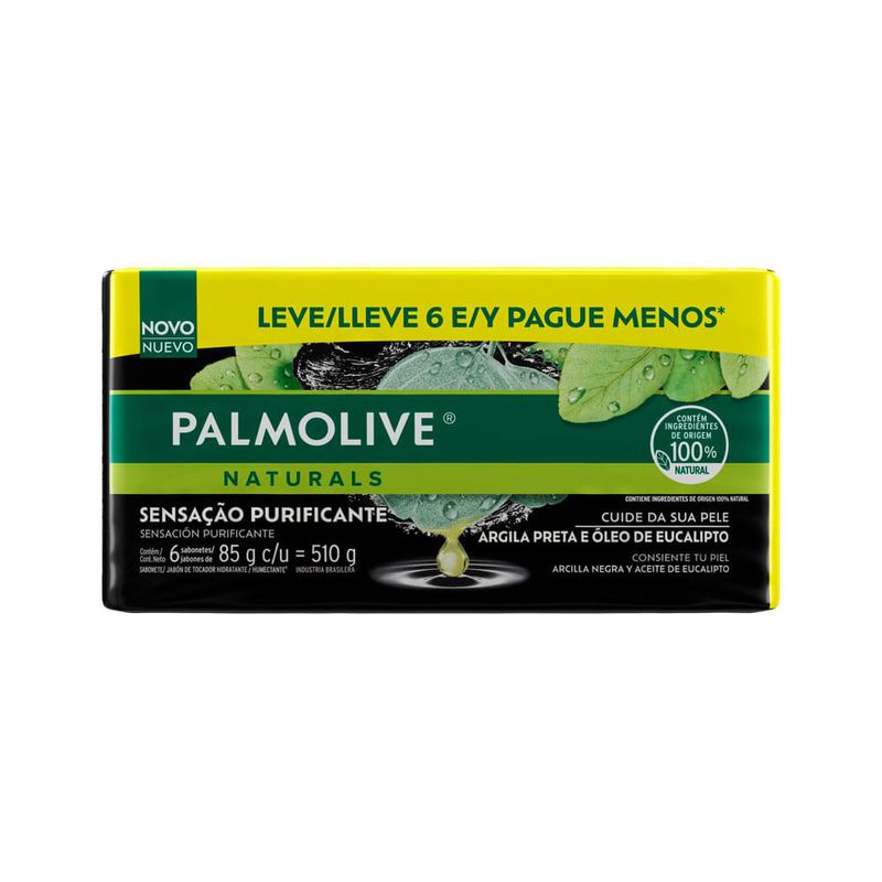 Sabonete Palmolive Barra Com 6x85gr Leve+pague- Argila Preta Eucalipto