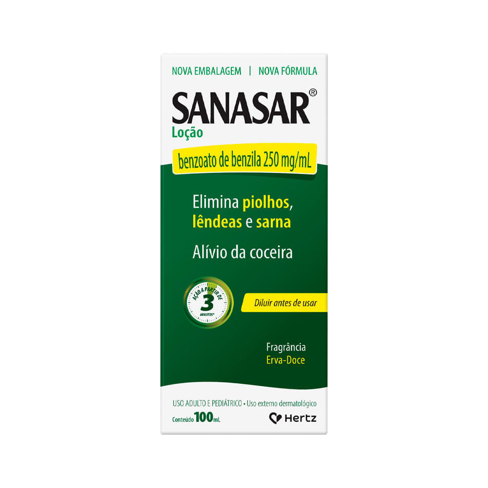 Sanasar Benzoato De Benzila 250mg/ml Locao 100ml Erva-doce Hertz