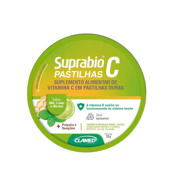Suprabio C Mel Limão E Mentol 20 Pastilhas Duras Suprabio C Mel Limao E Mentol 20 Pastilhas Duras