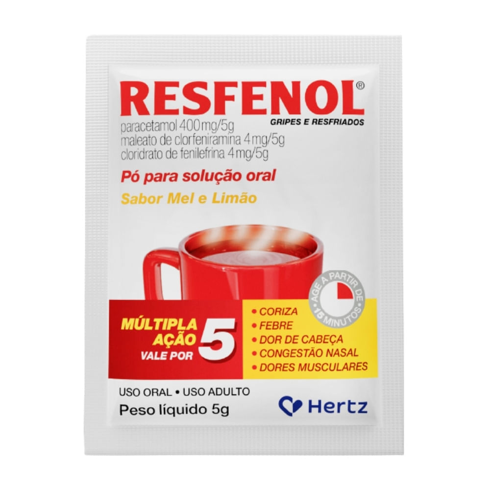 Resfenol Mel E Limão Pó Para Solução Oral 5g