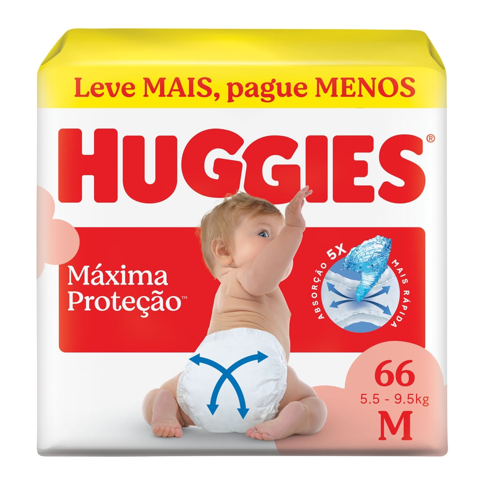 Fralda Huggies M Máxima Proteção 66 Unidades