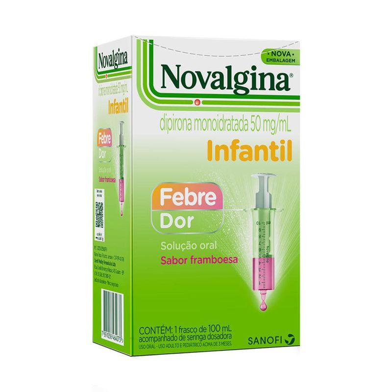 Novalgina Infantil Dipirona 50mg/ml Solução Oral Framboesa 100ml Seringa Novalgina Infantil Dipirona 50mg/ml Solucao Oral Framboesa 100ml Seringa