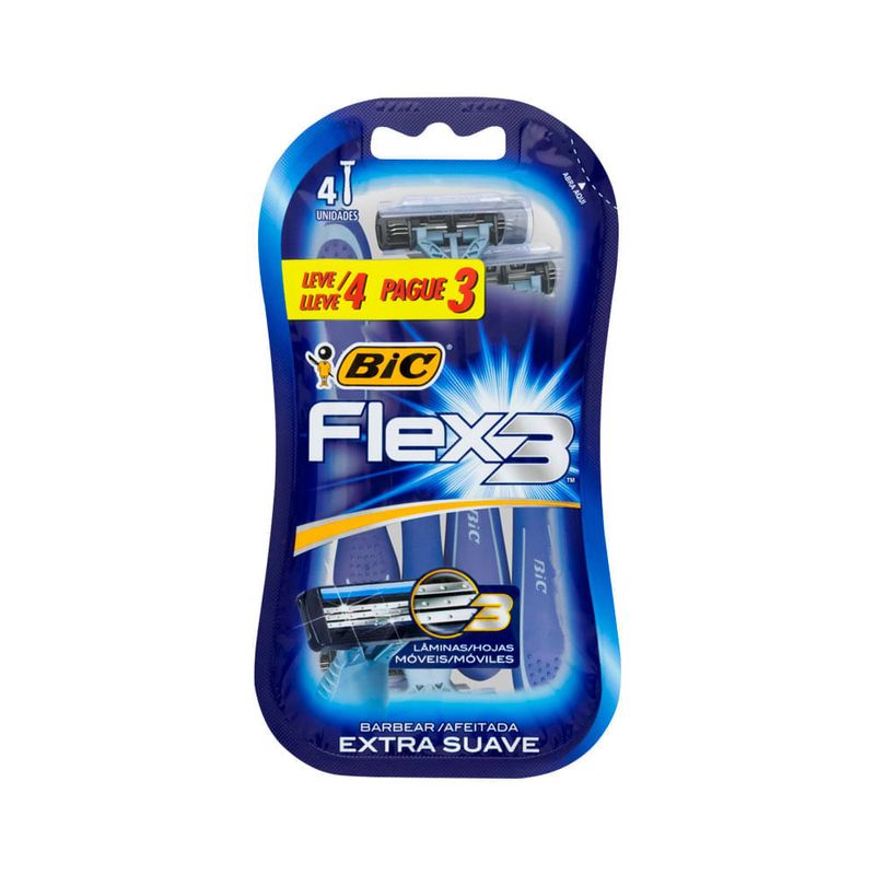 Aparelho Descartável Para Barbear Extra Suave Bic Flex 3 Leve 4 Pague 3 Unidades Aparelho Descartavel Para Barbear Extra Suave Bic Flex 3 Leve 4 Pague 3 Unidades