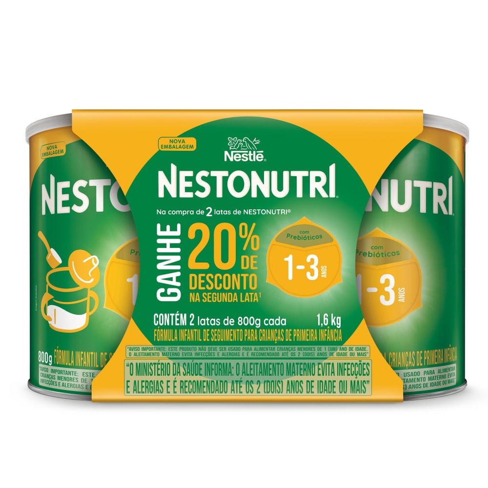Fórmula Infantil Nestonutri 1 A 3 Anos Lata 800g 2 Unidades