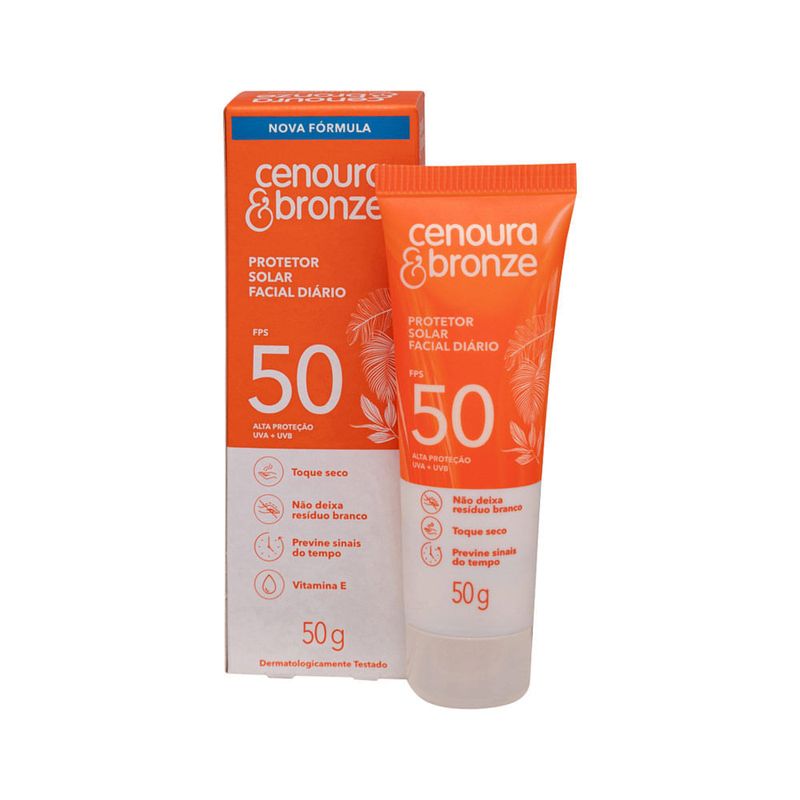 Protetor Solar Cenoura E Bronze Facial Fps50 50gr
