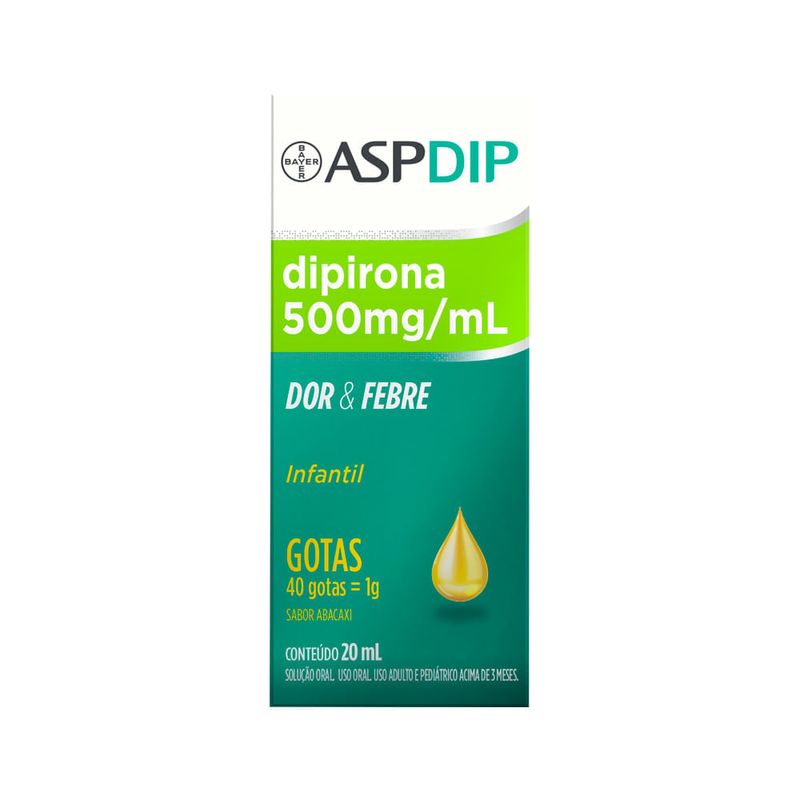 Aspdip Dipirona Monoidratada 500 Mg/ml Em Gotas Sabor Abacaxi 20ml Bayer