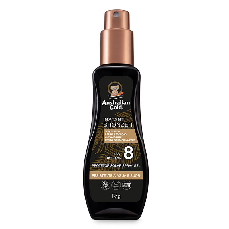 Protetor Solar Australian Gold Fps8 Spray Instant Bronzer 125ml