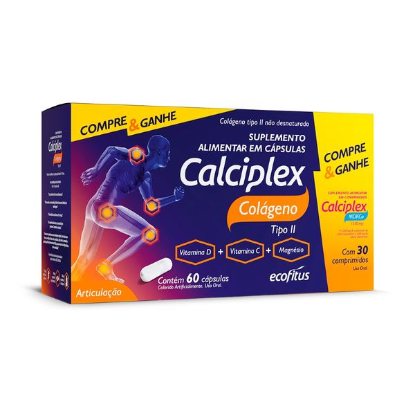 Calciplex Colageno Tipo Ii Com 60 Capsulas +30 Comprimidos Mdkca Especial