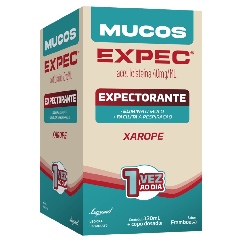 Xarope Mucos Expec Acetilcisteína 40mg/ml Sabor Framboesa 120ml