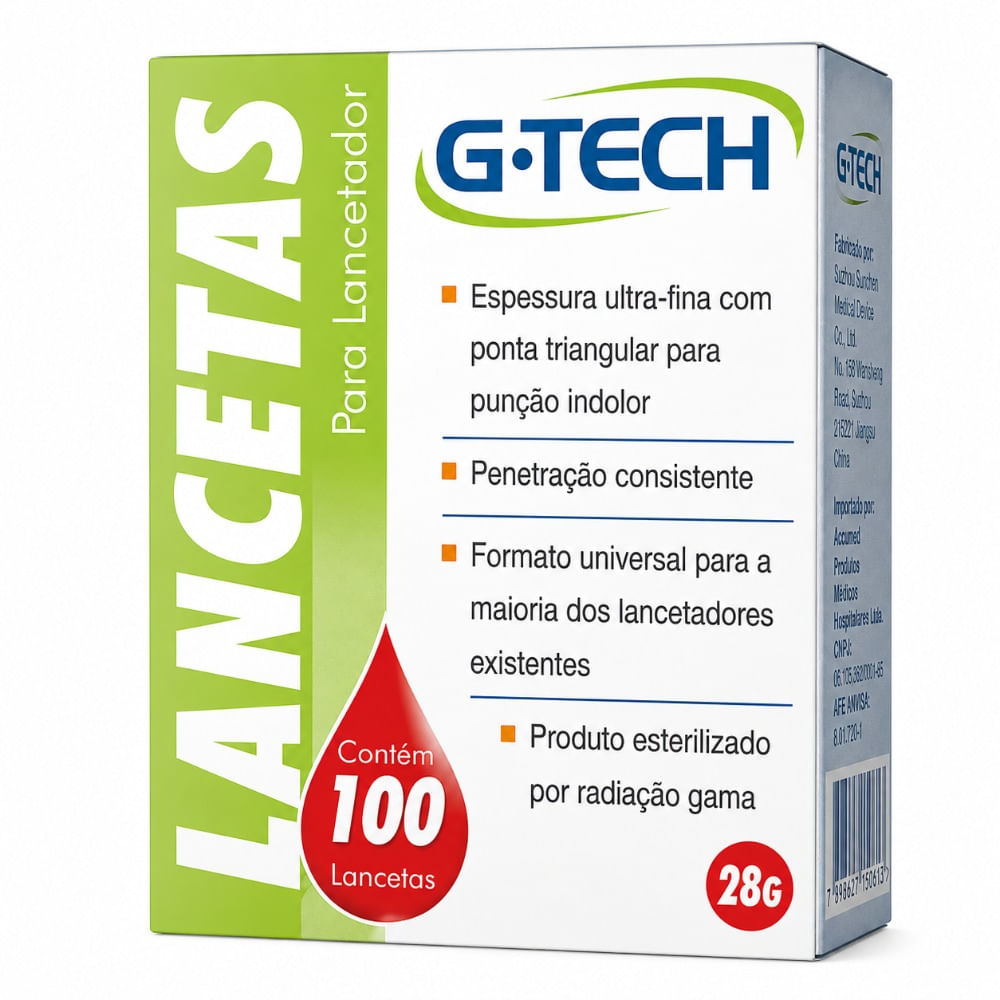Lancetas Para Lancetador 28g G-tech 100 Unidades