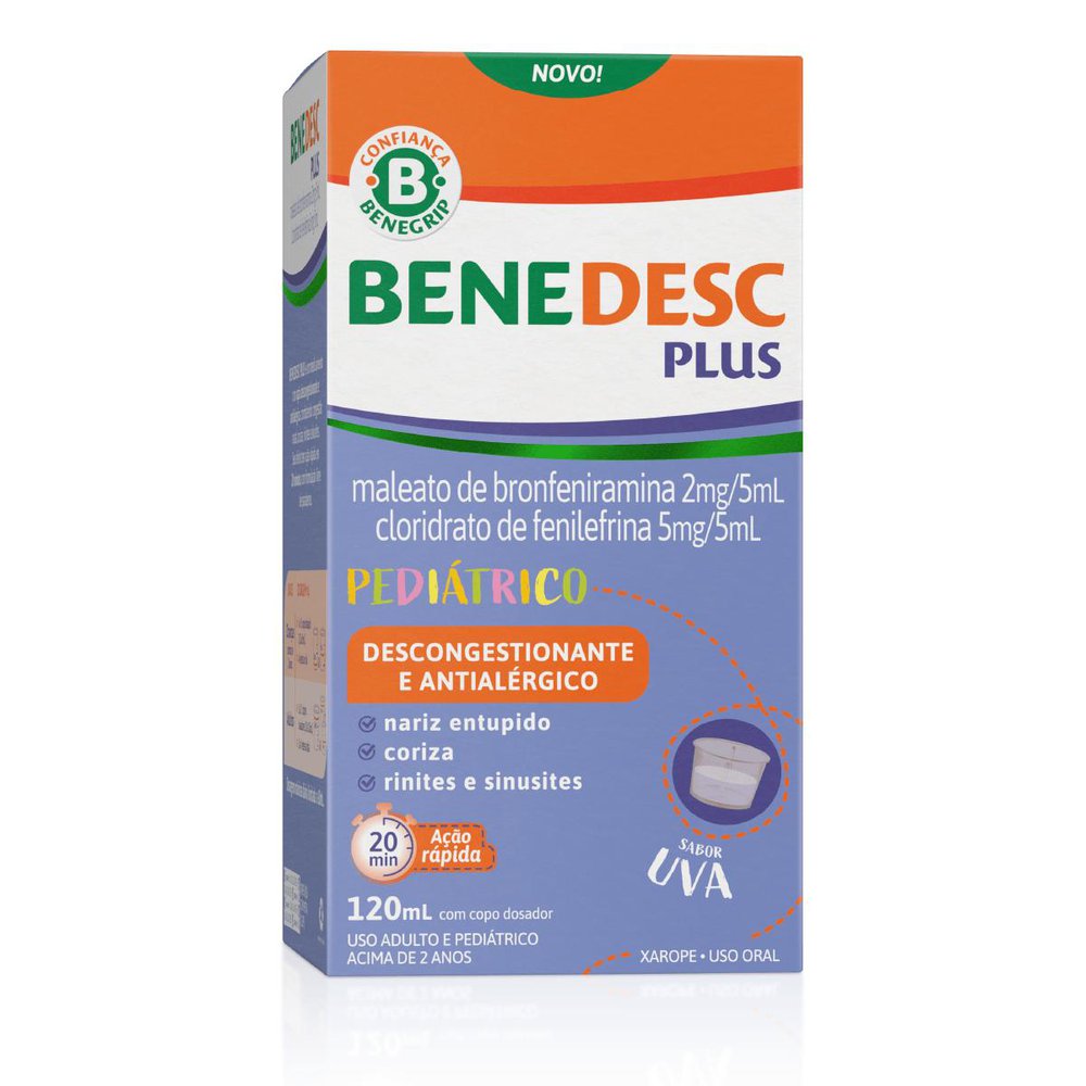 Descongestionante Benedesc Plus Uva Xarope Pediátrico 120ml