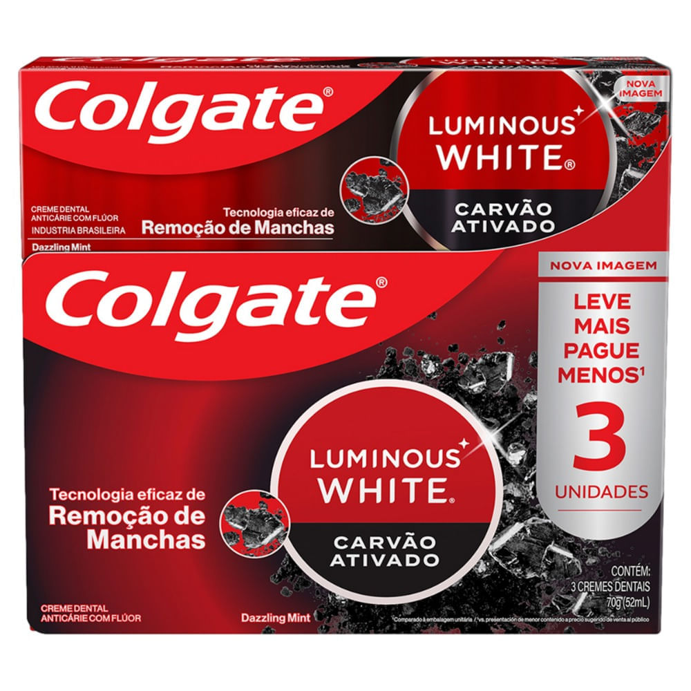 Creme Dental Colgate White Com 3x70gr Carvao Ativado Especial