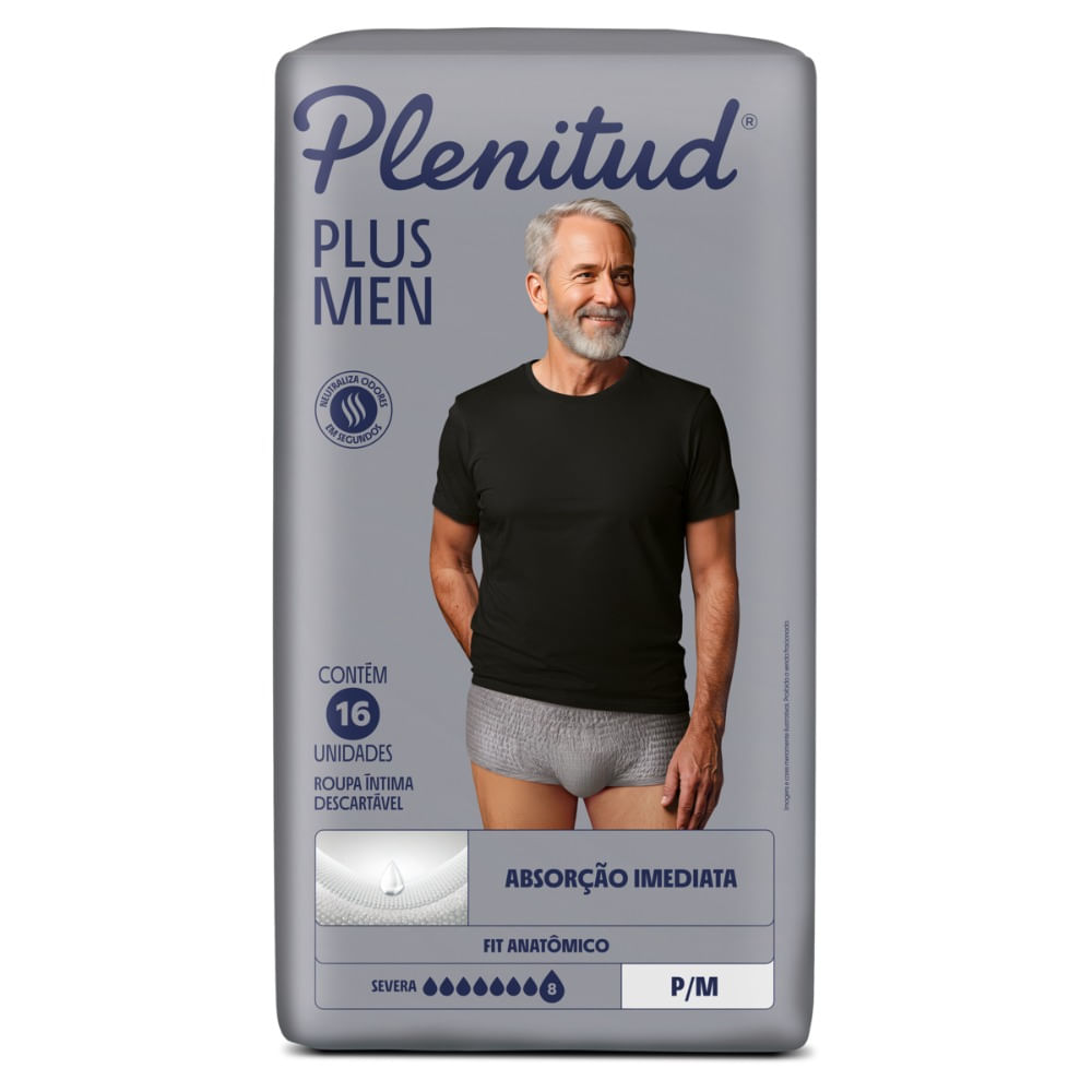 Plenitud Roupa Intima Descartável Plus Men Tamamanho P/m Com 16 Unidades